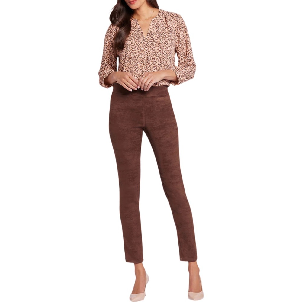 NYDJ Legging Dark Brown Stretch Faux Suede Dark Chocolate 4 Petite